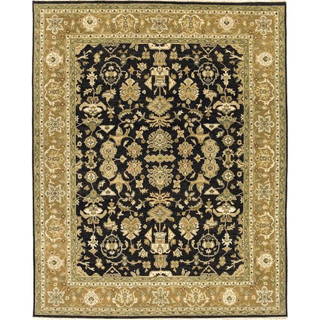 Due Process Stable Trading Mirzapur Mahal Black & Dark Gold Area Rug, 2.6 x 22 ft.