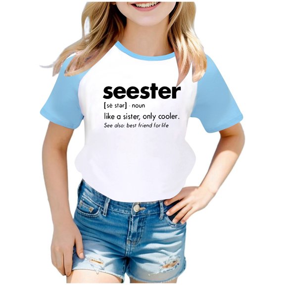 LUOGENLI Crop Tops for Girls 12-14 Fashion ChildKids Boys Girls Summer Short Sleeve Letter Printed Shirt Blouse Top Casual Tunic Clothes Girls Summer Tops Size 12-14 Shirts for Girls 4-5 7-8 Years