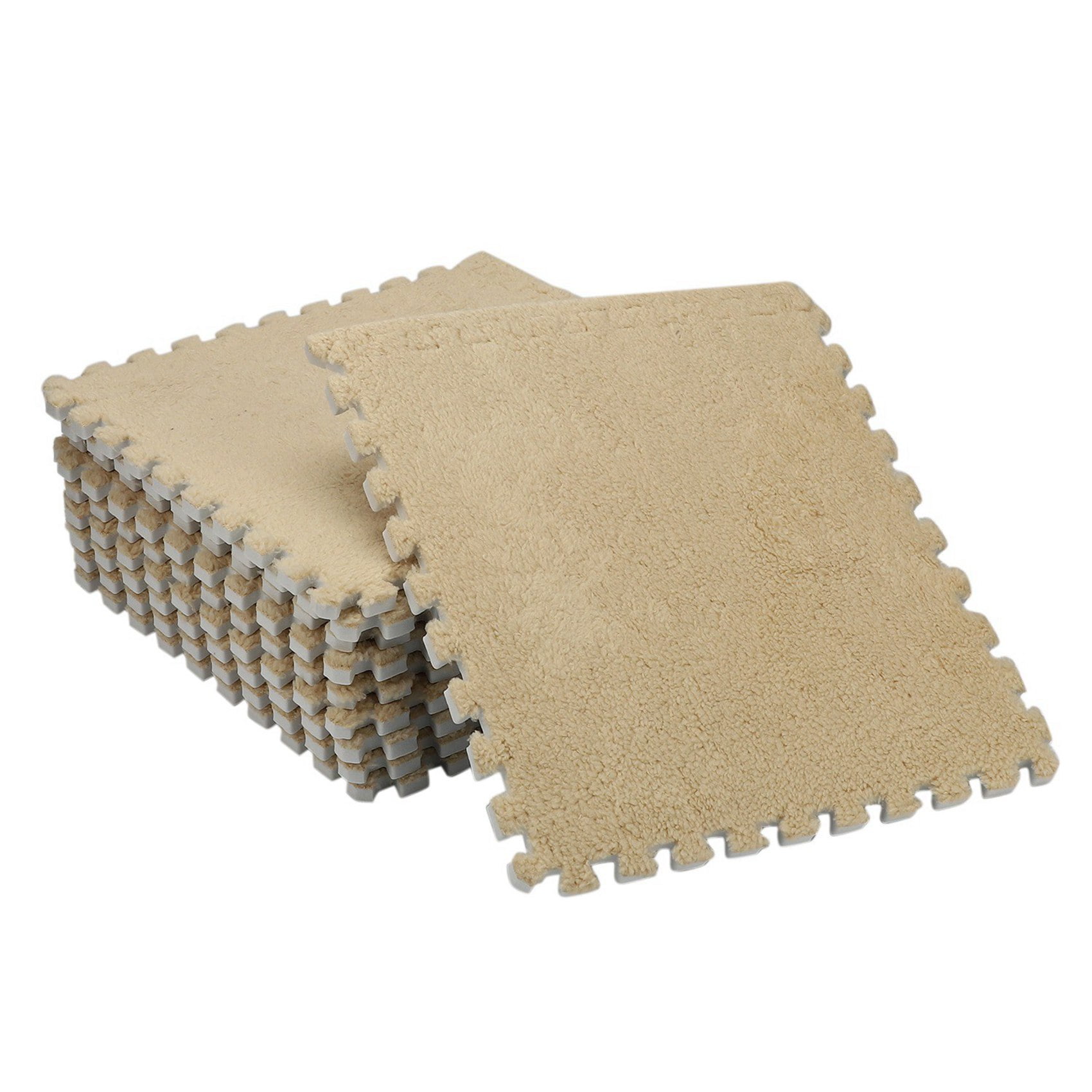 20 Piece Interlocking Foam EVA Fuzzy Mat Flooring Carpet Tiles for Kids - Perfect for Nursery Décor, Baby Room