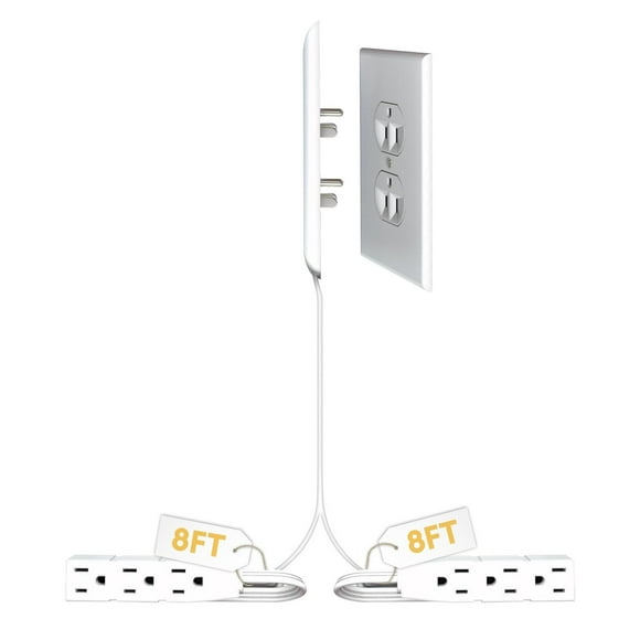 Sleek Socket - Encubridor de tomacorrientes ultrafino, original y patentado, con cable de extensión
