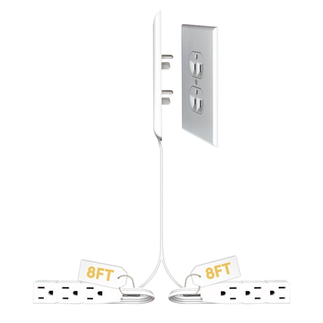 Sleek Socket - Encubridor de tomacorrientes ultrafino, original y patentado, con cable de extensión