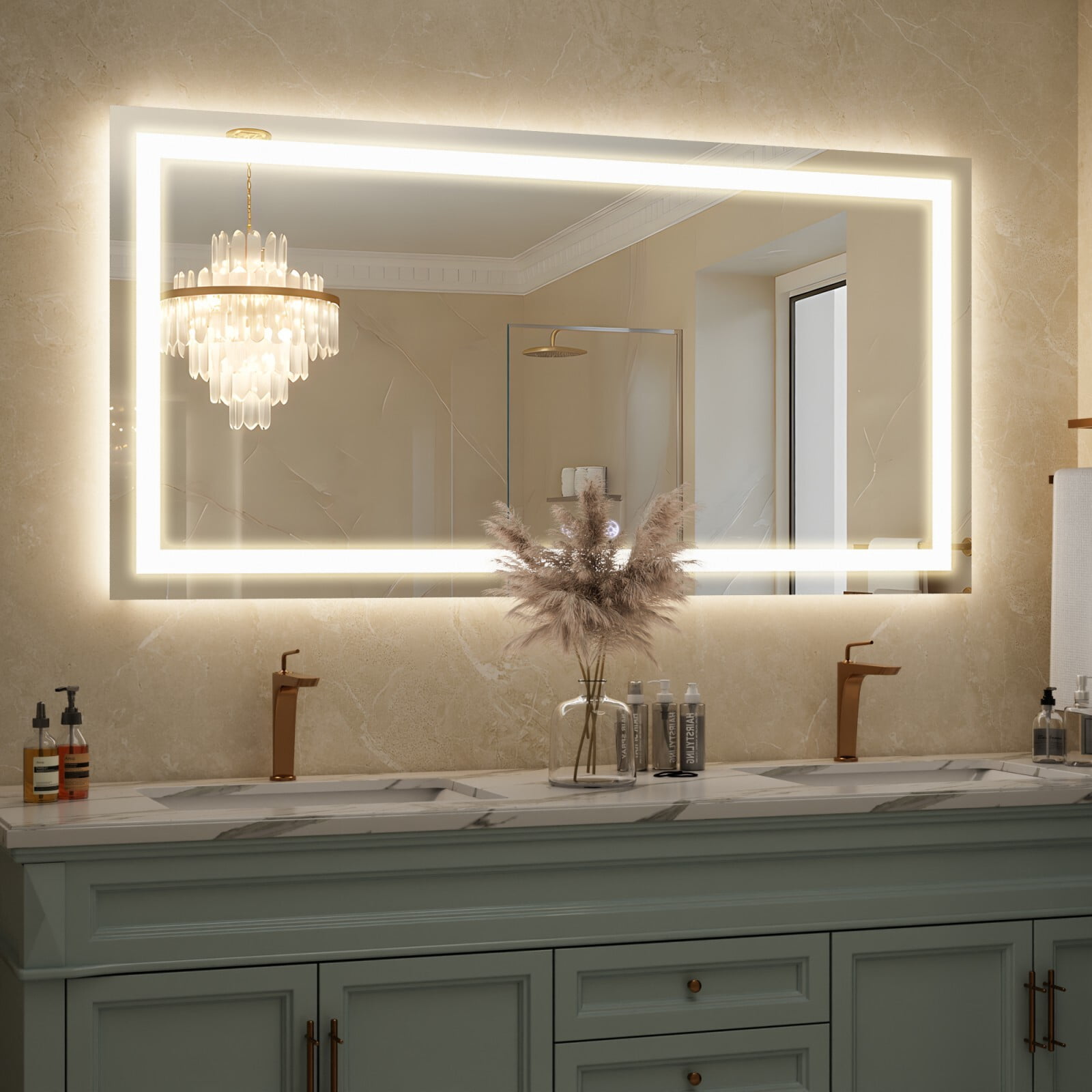 AUROMIR 30"x 60" LED Bathroom Vanity Mirror with Dimmable 3 Color Modes, White