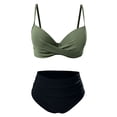 thumbnail image 3 of Summersalt swimsuits for women High Waist Bikini Strappy Tankini Top And Swim Bottoms Solid Color Two Piece Swimsuit For Beach Pool Girls plus Size Guard Bathing Suit Bathing Suit Top for Juniors Tan, 3 of 4