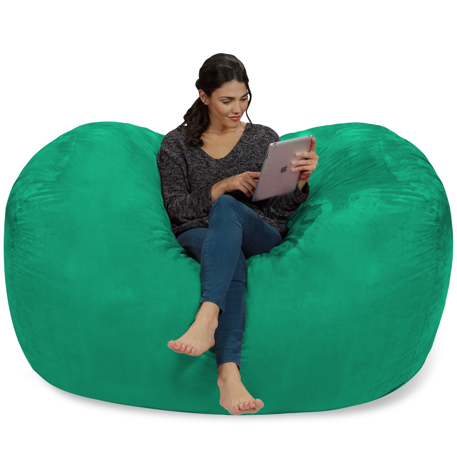 Chill Sack Bean Bag Chair Memory Foam Lounger with Microsuede Cover Kids Adults 6 ft Tide Pool Walmart