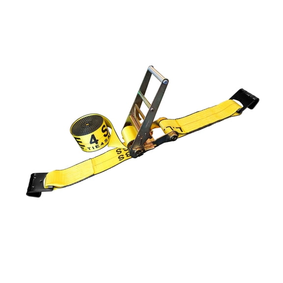 4" x 30' Ratchet Strap W/ Flat Hook - Yelow - 1 Packs