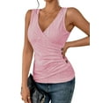 thumbnail image 3 of Xuanfei Women Cross Over V Neck Sleeveless Cutout Ruched Slim Tank Top, 3 of 7