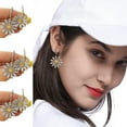 thumbnail image 6 of Fashion Sunflower Crystal Earrings Drop Dangle Stud Flower Jewelry Daisy D2P7, 6 of 9