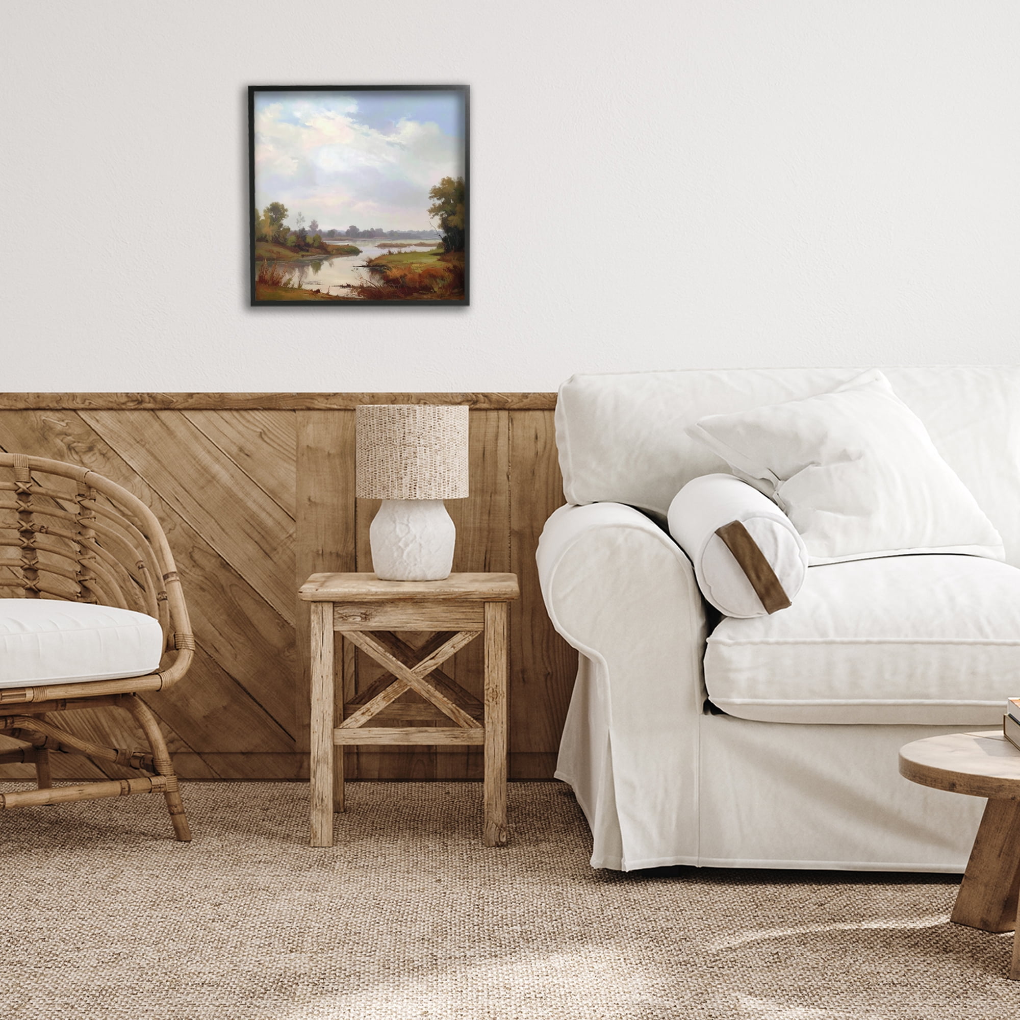 Stupell Industries Riverside Grove Landscape Black Framed Giclee Art, design by Alonza Saunders