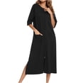 thumbnail image 2 of JUSLIO Womens Nightgown Solid Loungewear 3/4 Sleeve Robes Classic Collar Pajama Dress Black Sleepwear Nightgowns Nightgown Sleep Dress, 2 of 8