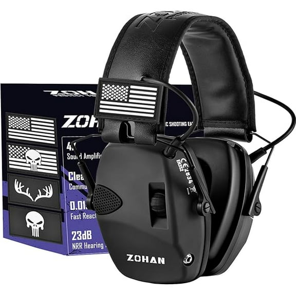 Electronic Shooting Earmuffs, Hearing Protection Shooters, NRR 23dB Noise Reduction Gun Range Ear Protection Headphones
