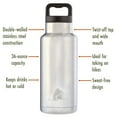 thumbnail image 3 of Ozark Trail 36 oz Double-Wall Vacuum-Sealed Stainless-Steel Insulated Water Bottle with Wide Mouth Lid, Silver & Black, 3 of 11