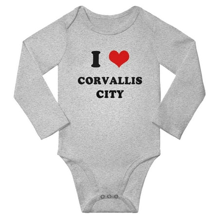 

I Heart Corvallis City Love Baby Long Jumpsuits (Gray 3-6 Months)