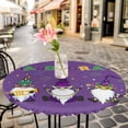 thumbnail image 6 of Round Fitted Tablecloth with Elastic Edge, Purple Carnival Cute Gnomes Fitted Table Cloth for Round Tables, Mardi Gras Waterproof Tablecloth for Outdoor Picnic Party 36-44in, 6 of 9