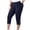 Navy, variant on MLQIDK Pedal Pushers for Women Yoga Capri Pants Trendy Summer Knee Length Elastic Waist Lightweight Leggings Dressy Casual Yoga Capris with Pockets Wine 2XL