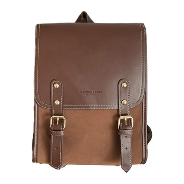 Mochila de cuero para mujer, bolso de viaje de moda, mochila para ir de compras al aire libre y trabajar Marrón