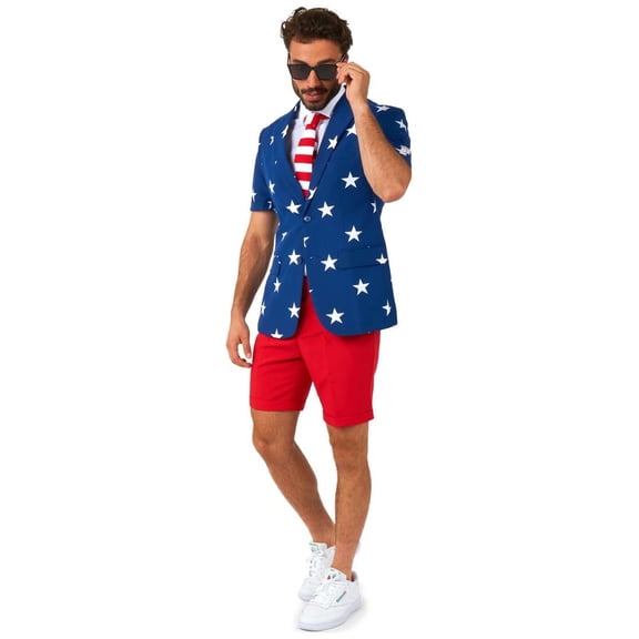 OppoSuits Men's Summer Suits SUMMER Stars and Stripes - US 52 Multicolor