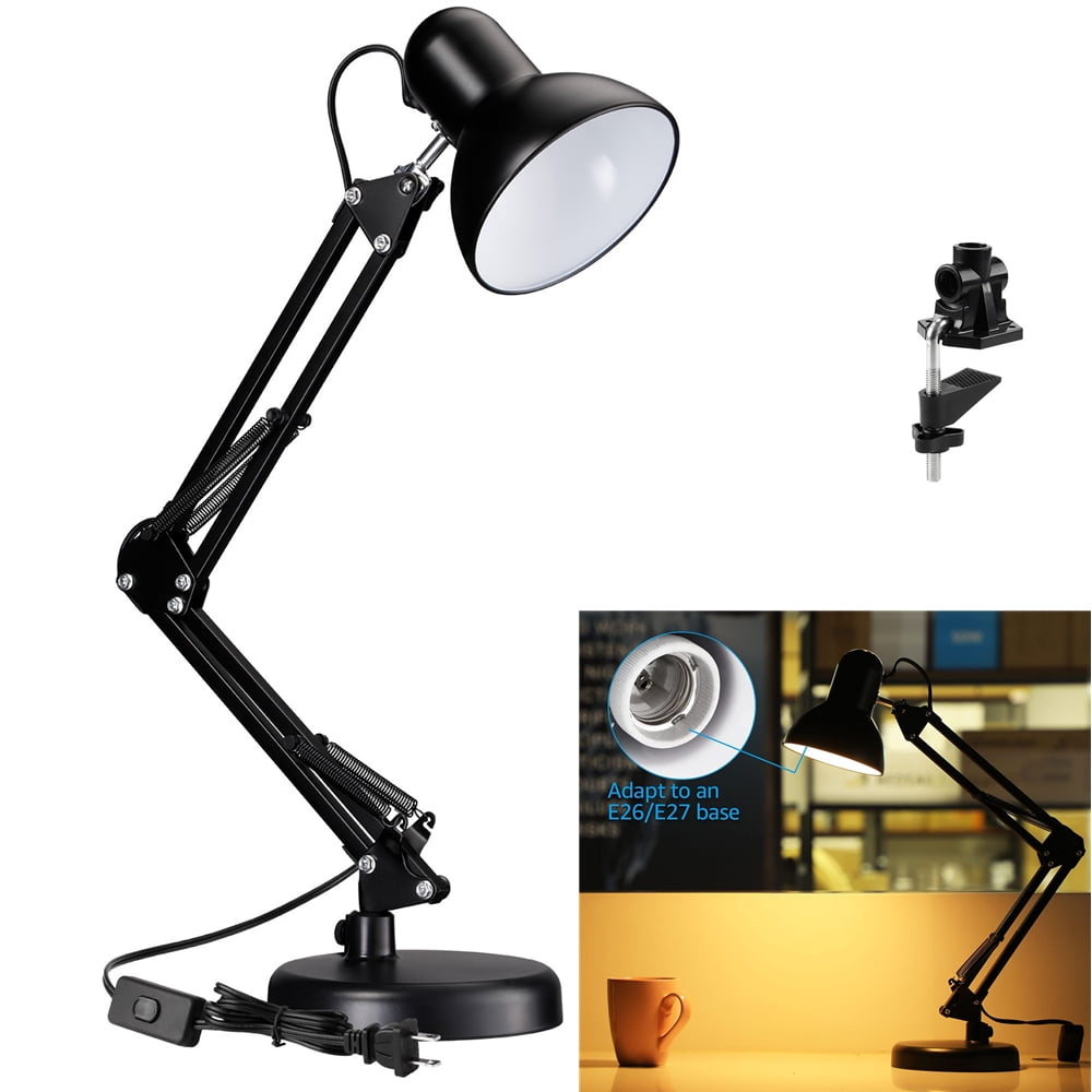 Swing Arm Clamp Table Desk Lamp Light Office Studio Home Lighting Fixture Black 