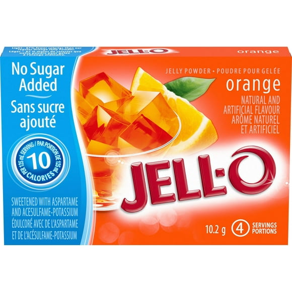 Une boîte de 10,2 g de poudre pour gelée Jell-O Orange légère 10.2g