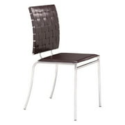 Set Of 4 Contemporary Chromed Steel Criss Cross Dining Room Chairs Espresso by ZUO-FURNITURES