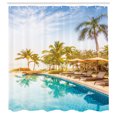 thumbnail image 3 of Ambesonne Landscape Shower Curtain, Poolside Exotic Island, 69"Wx70"L, Multicolor, 3 of 5