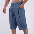 thumbnail image 6 of Mlzmgr Cotton Linen Shorts for Men Loose Fitted Drawstring Knee Length Breathable Lightweight Loungewear Shorts, 6 of 7