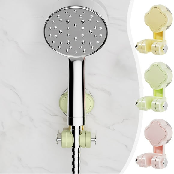 Soporte para cabezal de ducha con ventosa, instalación sin taladros, ganchos ajustables, color crema, para baño, soporte de pared, fácil instalación, resistente. Blaxill