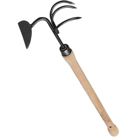 Gardener's Supply Company Lifetime Raised Bed Cultivator & Long-Handled Garden Hoe | High Carbon Boron Steel Gardening Tool - 18" Handle