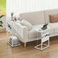 thumbnail image 6 of C Shaped End Table, 33" Tall Side Table for Couch, Adjustable Height Small Couch Side Table for Small Spaces, C Table End Table Slide Under Sofa Table TV Tray for Living Room Bedroom, White, 6 of 18
