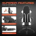 thumbnail image 3 of Scranton & Co Chaise de Gaming avec Repose-Pieds Rétractable en Similicuir Blanc, 3 of 14