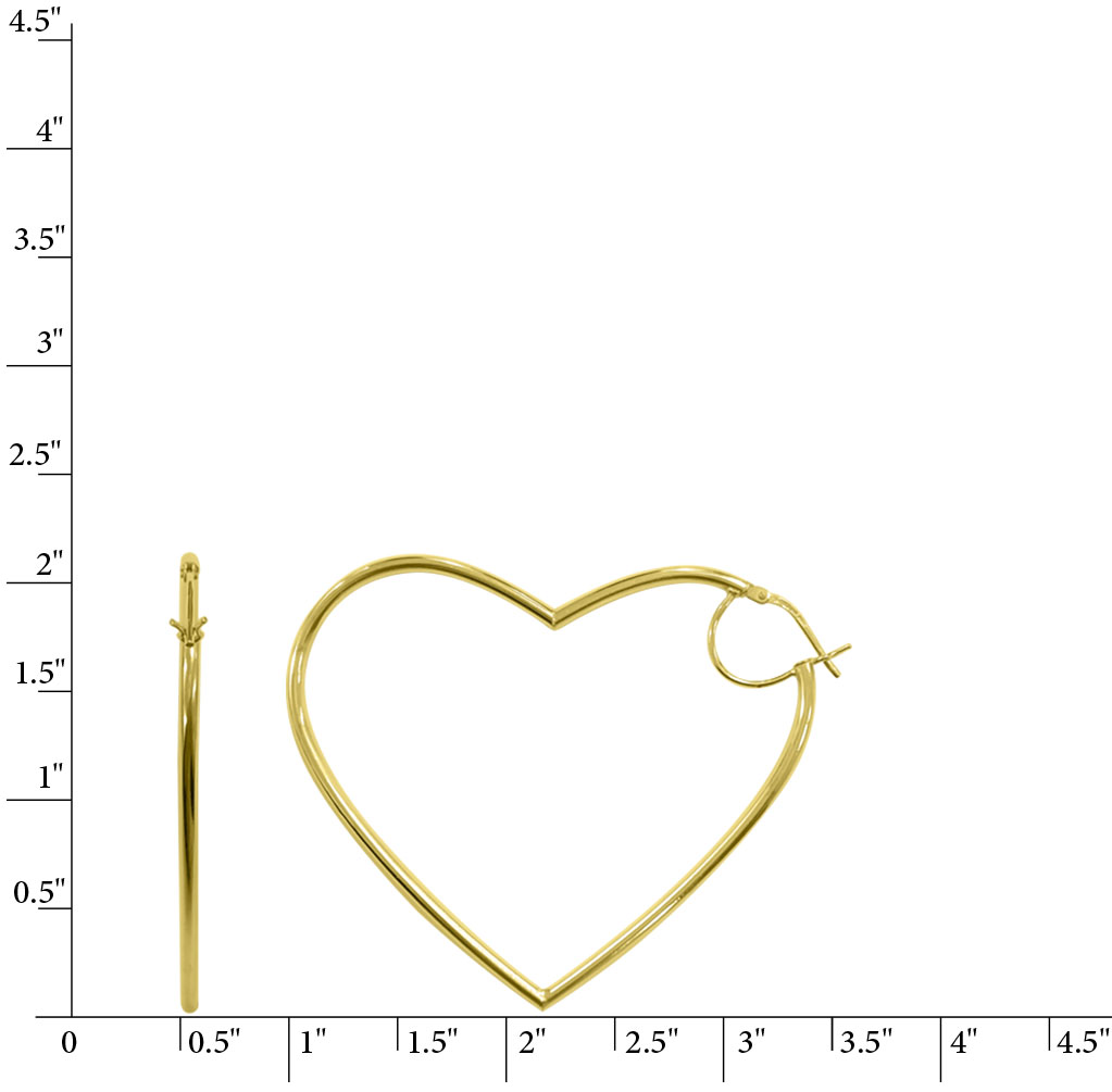 Brilliance Fine Jewelry Women's 14K Gold Plated Sterling Silver High Polished Heart Adults Earrings
