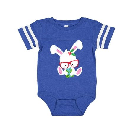 

Inktastic Christmas Rabbit Hipster Rabbit With Glasses Gift Baby Boy or Baby Girl Bodysuit