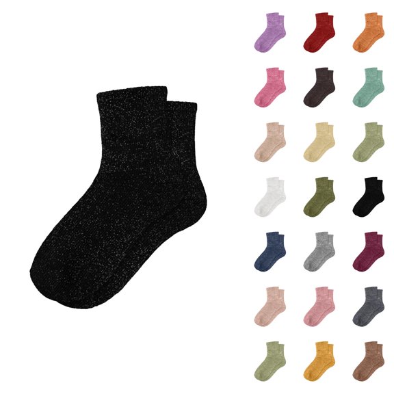 Sparkly Metallic Slouch Socks for Women 2025 Comfortable Stretch Fashion Cute Casual Mid Calf Socks