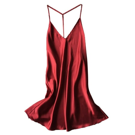 

Dtydtpe pajamas for women Women Satin Sleepwear Lingerie Nightdress Pajamas Red