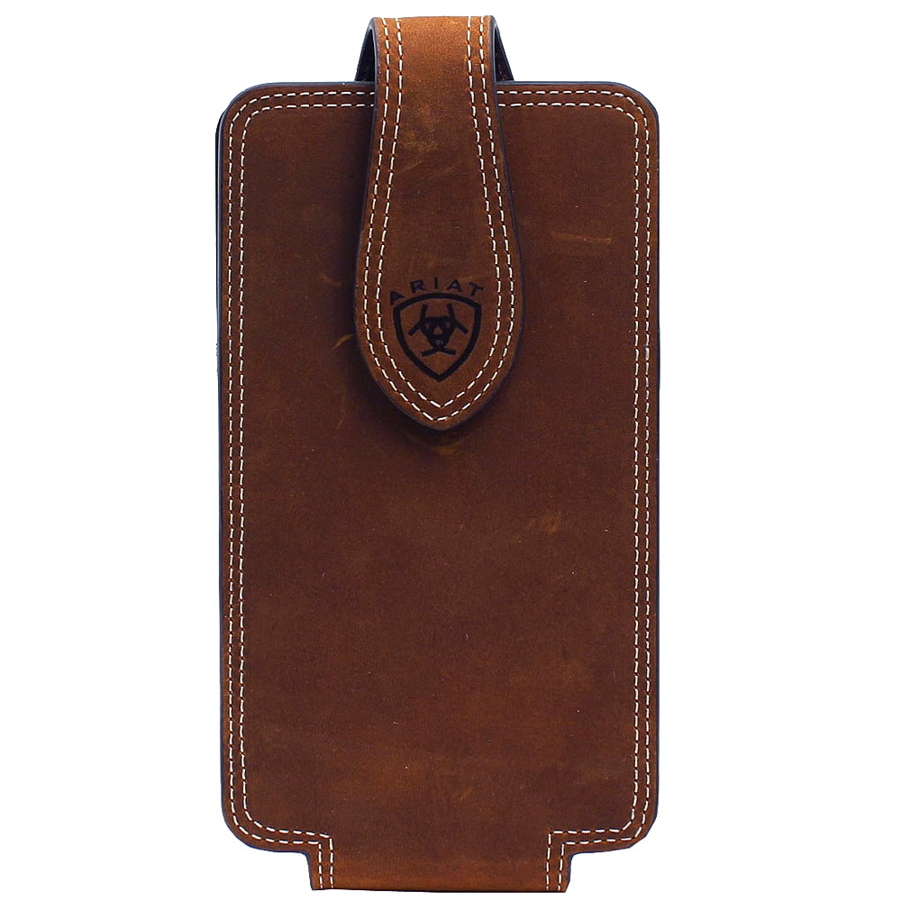 Ariat Double Stitched Medium Brown Leather Cell Phone Case A0600044