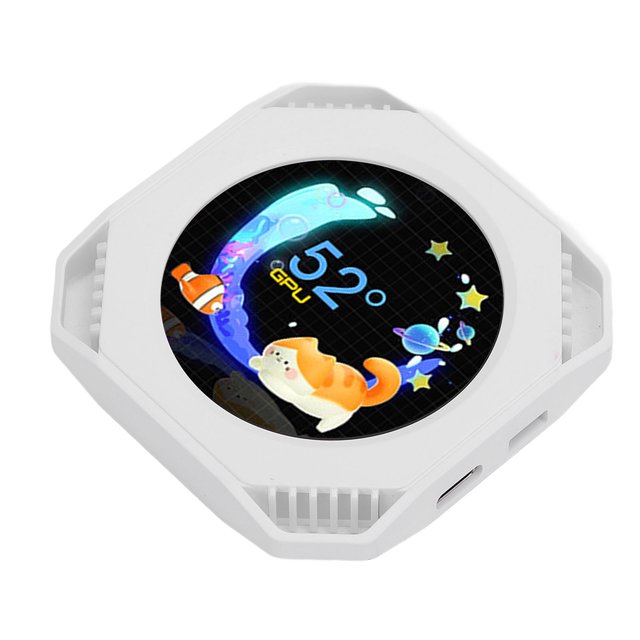 Écran Rond Mini 2.1 Pouces IPS, Écran Secondaire pour Ordinateur, Thème Dynamique DIY Refroidisseur d'Eau Écran USB RGB GPU CPU Affichage de la Température, Écran Secondaire pour PC