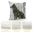 thumbnail image 4 of Qinduosi Winter Throw Pillow Cushion Cover, Howls in Woods Leafless Trees Snowflakes , Decorative Square Accent Pillow Case, ", Green Eggshell White, 4 of 5
