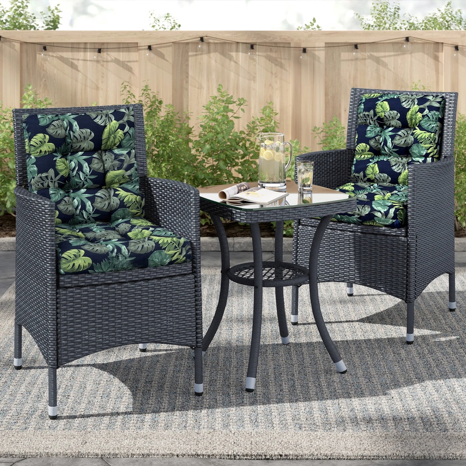 CJC Outdoor Chair Cushions Waterproof Tufted Wicker Chair Cushion for Patio Furniture Indoor Rocking Chair Pad, Color A