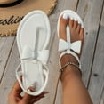 thumbnail image 4 of Dakaela Flat Sandals for Women Bow T Strap Flip Flops Rhinestone Open Toe Walking Slip on Shoes White 7.5, 4 of 8
