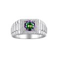 thumbnail image 1 of RYLOS Men's Ring Sterling Silver Ring, 7MM Round Shape Gemstone Designer Style Rings Alexandrite June Birthstone Rings Silver Size 12, 1 of 7