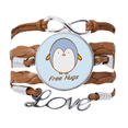 thumbnail image 1 of Pingüinos mascotas del Polo Sur abrazos Pulsera de cuero Negro trenzado pulsera de cuerda de amor Unbranded M, 1 of 3