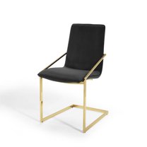 Side Dining Chair, Velvet, Metal Steel, Gold Black, Modern Contemporary Urban Design, Kitchen Room Cafe Bistro Restaurant Hospitality