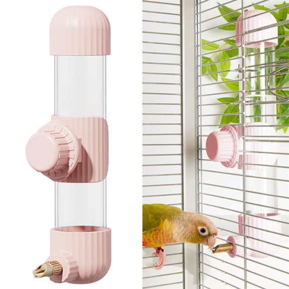 1 Pack Clear Bird Water Dispenser,Automatic Cage Water Drinker,Plastic Parrot Water Feeder with Spring Valve,for Parakeets Cockatiels Lovebirds & Finches,7.4 Fl Oz ,Pink,By Scheam