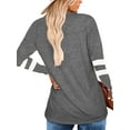 thumbnail image 3 of SWQZVT Tops for Women Casual Fall V-Neck Blouse Women Long Sleeve Tunics Top Comfy Softness Striped Shirts Gray Tees, 3 of 3