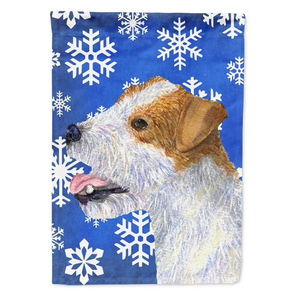 Carolines Treasures SS4642-FLAG-PARENT Jack Russell Terrier Winter Snowflakes Holiday Flag  multicolor