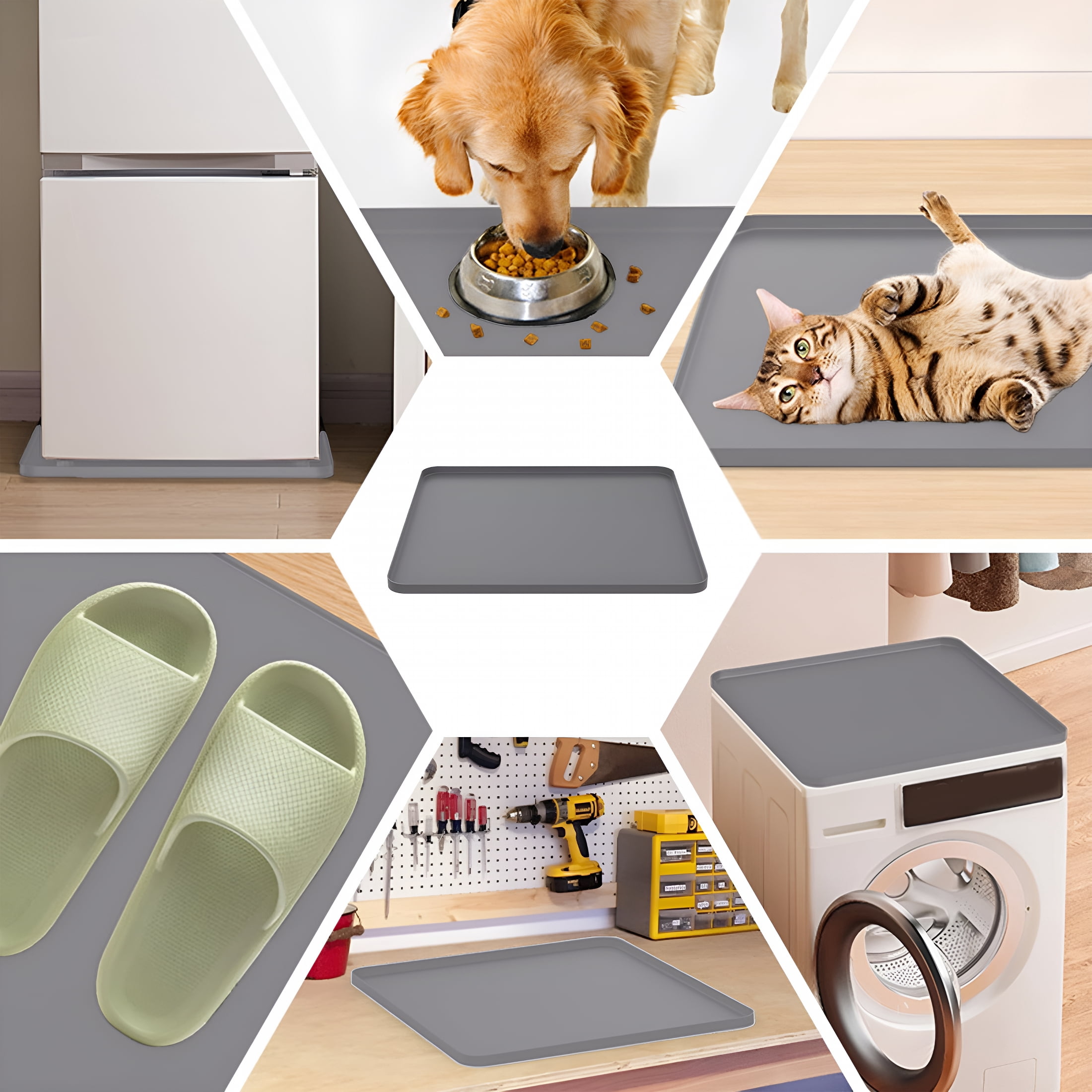 RLESO Waterproof Silicone Under Sink Mat for Kitchen and Bathroom,24 X 20 In,Washer Dryer Countertop with Shelf Organizer Tray Undersink Waterproof Mat