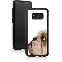 Shockproof Impact Hard Soft Case Cover for Samsung Galaxy Cute English Bulldog Face Side View (Black, for Samsung Galaxy Note 8)