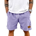 thumbnail image 6 of Mens Lightweight Corduroy Shorts Elastic Waist Drawstring Casual Summer Shorts Purple L, 6 of 6