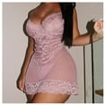 thumbnail image 2 of Babysbule Womens Pajamas Women Fashion Lace Sling Vest Hollow Mesh See-Through Ladies Nightdress Set, 2 of 8