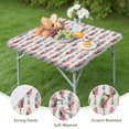thumbnail image 4 of Stretchable Fabric Boho Tablecloth, 36 Inch Square Floral Print Cover with Fitted Edge for Indoor Outdoor Table Protection, 4 of 6
