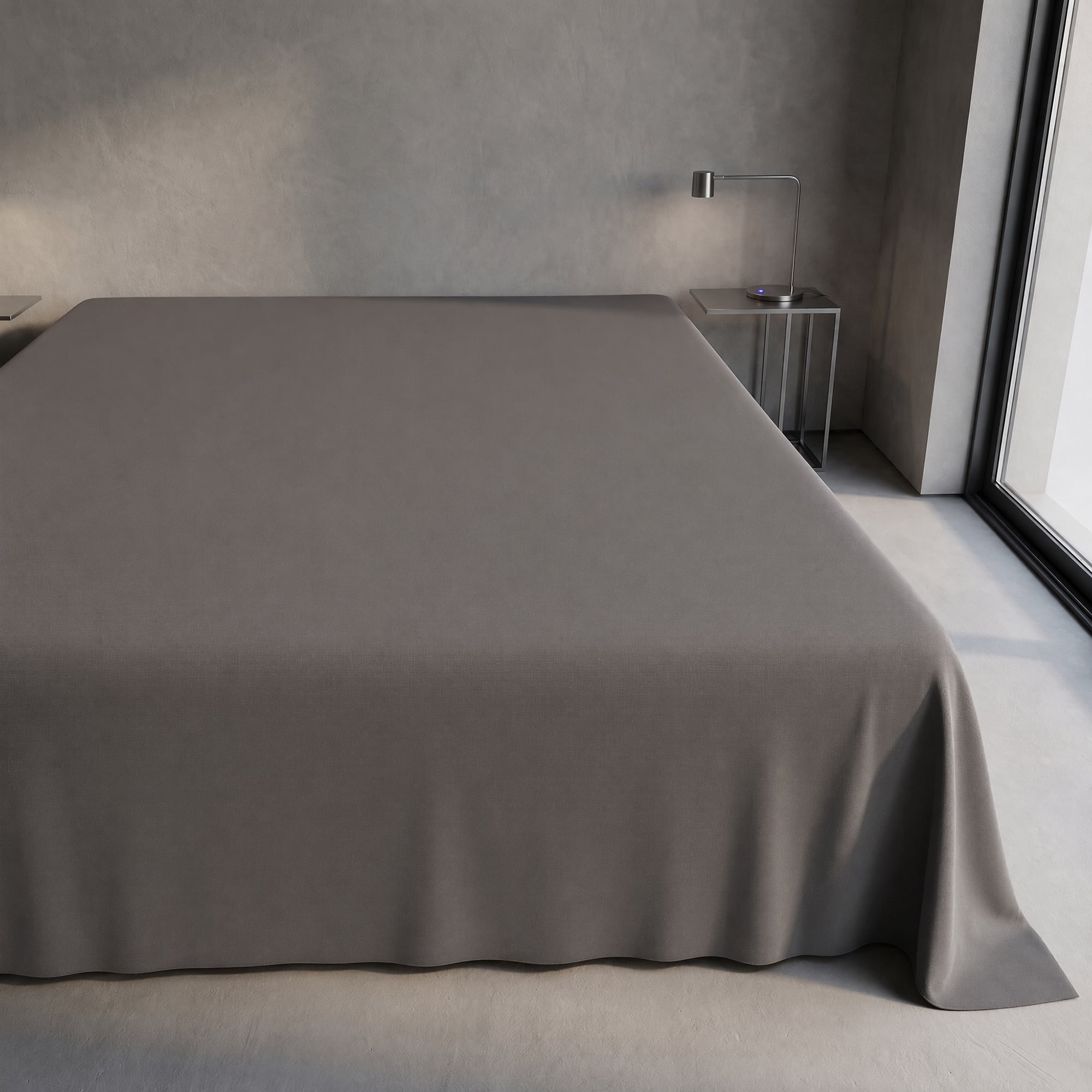 Unique Bargains Microfiber Ice Bed Sheet Flat Sheet Bedding for Bedroom Dark gray 91"x96"